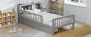 Bed With Headboard Storage Rack, 2 Under Bed Drawers, 3 Side Guardrails For Safety by HouseOfZazla