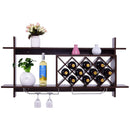 Wall Mount Wine Rack with Glass Holder & Storage Shelf-Walnut by LJGDeals