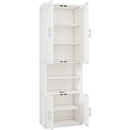 2 Doors Bookshelf with USB Port 3 Adjustable and 3 Fixed Shelves Bookcase Side Cabinet Storage Shelves in White(old sku:WF311493AAC)
