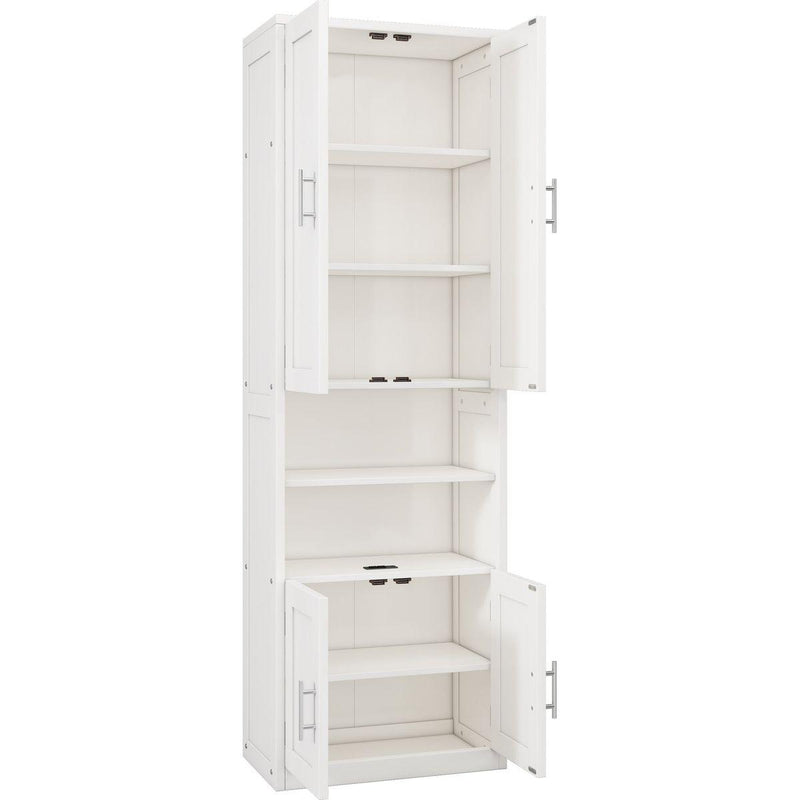 2 Doors Bookshelf with USB Port 3 Adjustable and 3 Fixed Shelves Bookcase Side Cabinet Storage Shelves in White(old sku:WF311493AAC)