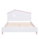 3-Pieces Bedroom Sets Full Size Platform Bed with Nightstand and Storage dresser,White+Pink