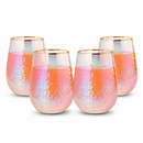 Festive Lustered Iridescent Stemless Wine - Set of 4