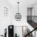 4 Light Metal Lantern Tiered Pendant Hanging Light Fixtures, Industrial Farmhouse Adjustable Height Chandeliers For Dining Room Hallway Foyer Entryway (E12 Bulbs Not Included) by Unique Piece Furniture