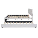 Upholstered Platform Bed With Brick Pattern Headboard And Twin Long Size Trundle by HouseOfZazla