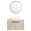 30" Modern Design Float Bathroom Vanity With Ceramic Basin Set, Wall Mounted White Oak Vanity With Soft Close Door, KD-PackingD-Packing Pieces
