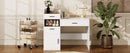 3-in-1 Vanity Desk with Flip Top Mirror, Glass Top Compact Makeup Vanity & Hidden Storage