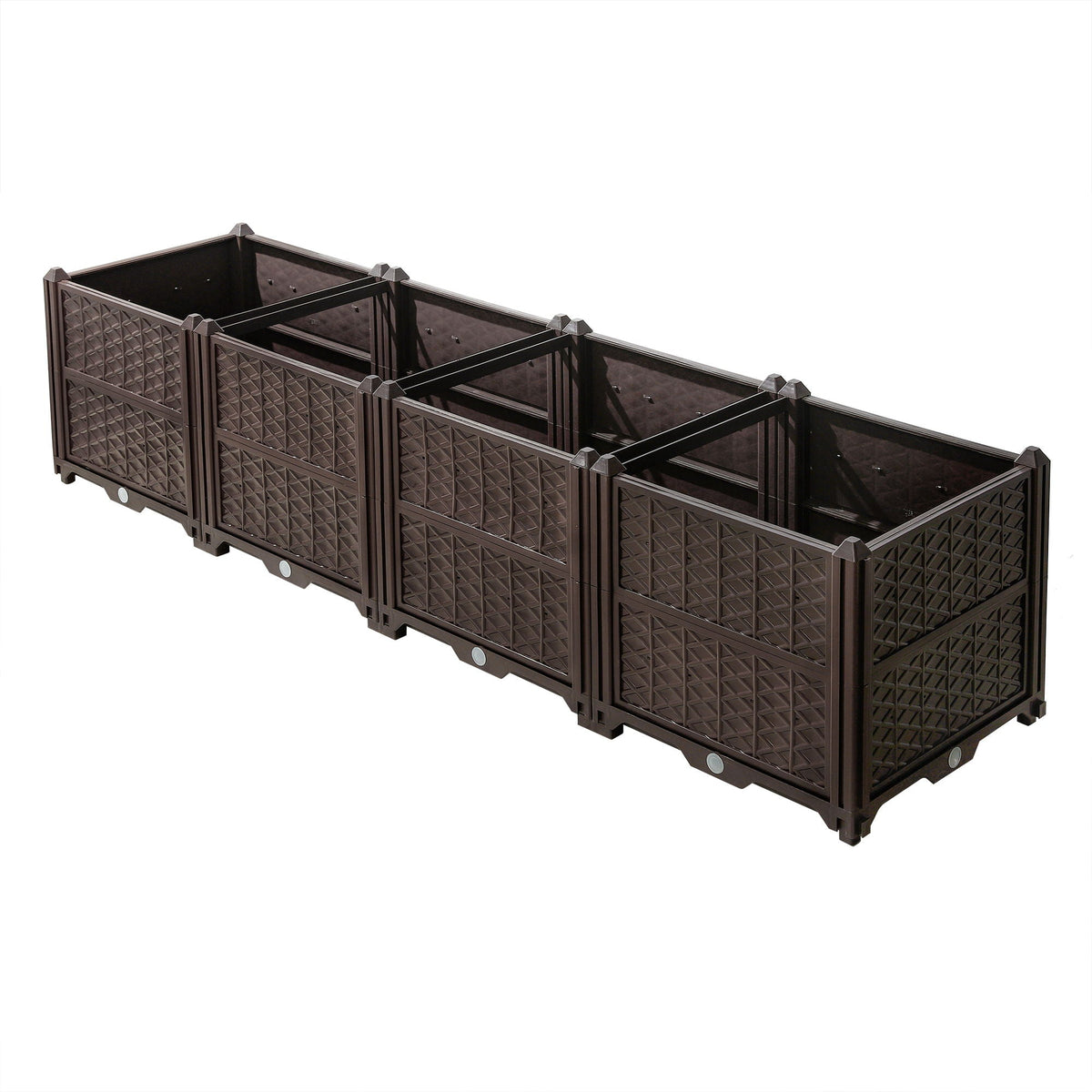 Indoor / Outdoor Rectangular Plastic Planting Box Kit For Vegetables, Herbs, Flowers & Succulents, Coffee, Polypropylene, 62.80" - Coffee, photo 10 of 10