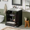 Bathroom Vanity With Ceramic Sink Combo, Modern Freestanding Storage Cabinet With Silver Handles by HouseOfZazla