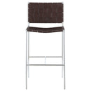 Adelaide Upholstered Pub Height Bar Stool Brown and Chrome