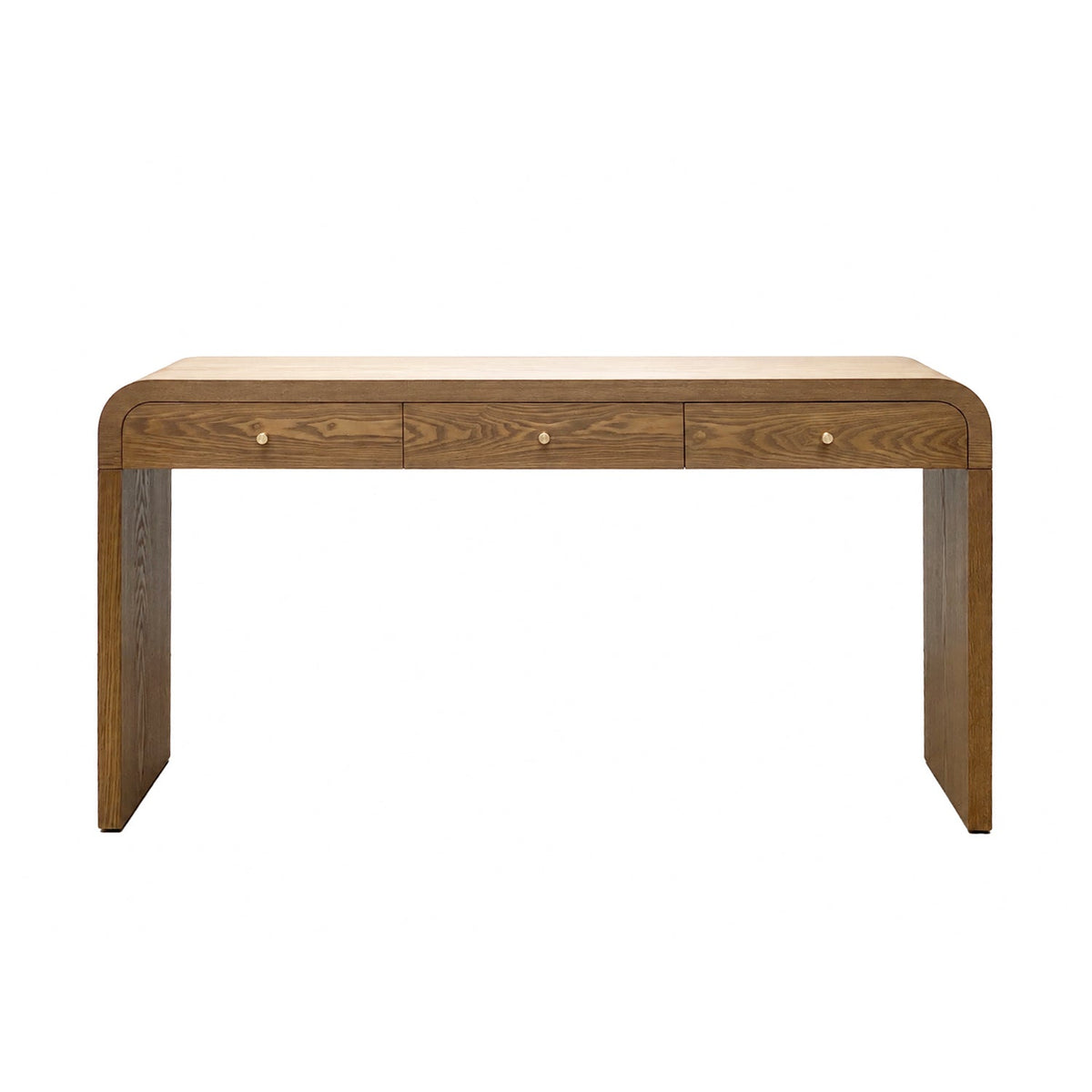 Walnut Curved Design 3-Drawer Long Console Table, photo 4 of 10