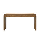 Walnut Curved Design 3-Drawer Long Console Table