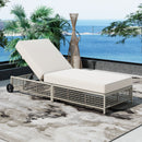 Outdoor Lounge Chair With 5 Position Backrest With Cushion And Wheels by HouseOfZazla