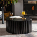 Round Coffee Table With Lift Handcrafted Relief