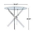Dining Table With Cross Metal Leg And Tempered Glass, Modern Space Saving Kitchen Table For Living Room by HouseOfZazla