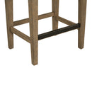 3-Piece Retro Dining Set Solid Wood Counter Height Pub Set Foldable Table with 2 Saddle Stools for Kitchen, Small Space (Distressed Brown)