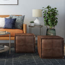 Brody Square Pouf Distressed Dark Brown