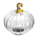 Set of 4 Clear Glass Pumpkin Decor