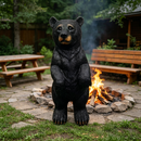 19.69" Weather Resistant Resin Standing Black Bear Sculpture