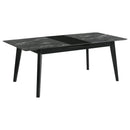 Bellingham - Dining Table With Self Storing Extension Leaf - Black Marble-Look Sintered Stone by HouseOfZazla