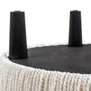Yolanda - Round Upholstered Accent Ottoman - Almond White
