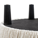 Yolanda - Round Upholstered Accent Ottoman - Almond White by HouseOfZazla