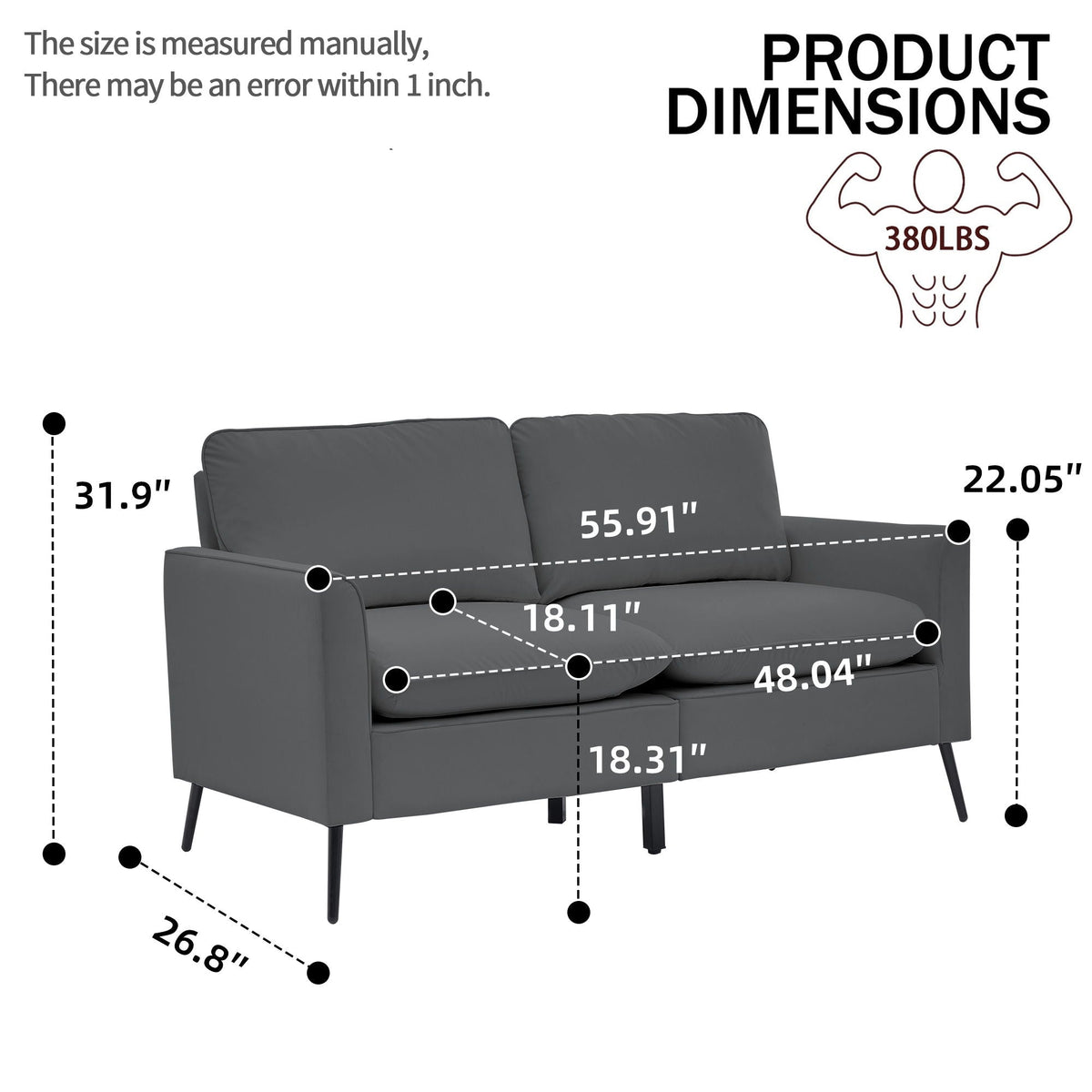 Upholstered Loveseat, For Living Room, photo 39 of 40
