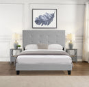 Full Size Upholstered Platform Bed Frame With Pull Point Tufted Headboard, Strong Wood Slat Support, Mattress Foundation, No Box Spring Needed - Gray by Unique Piece Furniture