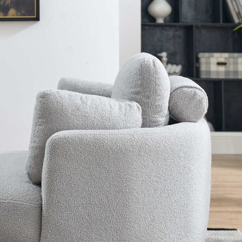 39" W Oversized Swivel Chair with moon storage ottoman for Living Room, Modern Accent Round Loveseat Circle Swivel Barrel Chairs for Bedroom Cuddle Sofa Chair Lounger Armchair, 4 Pillows, Teddy Fabric