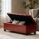Upholstered PU Leather Storage Ottoman, Solid Wooden Legs by HouseOfZazla