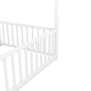 Metal Twin Size House Platform Beds 2 Shared Beds - Antique White by HouseOfZazla