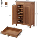 5 Tier Shoe Cabinet With Louvered Doors And Drawer, Freestanding Organizer With Adjustable Shelves For Entryway - Brown by HouseOfZazla