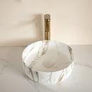 14'' Bathroom Sink, Round Vessel Ceramic Sink with Stone Pattern
