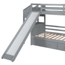Bunk Bed With Storage Staircase, Slide, Desk, Drawers, And Shelves