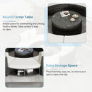 9-Piece Outdoor Patio Furniture Luxury Circular Outdoor Sofa Set Rattan Wicker Sectional Sofa Lounge Set with Tempered Glass Coffee Table, 6 Pillows,Beige