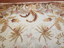 7' 7" x 9' 8" Needlepoint Rug Floral Beige Flat Weave Carpet 8x10 Handmade New Area Rug
