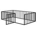 Metal Floor Bed Frame With Fence And Door by Unique Piece Furniture