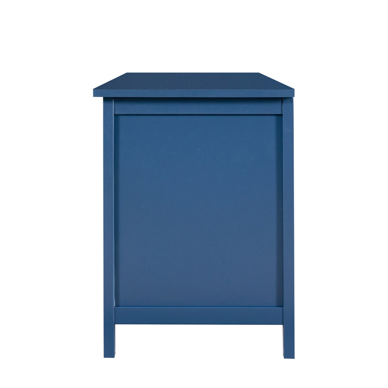 71-inchstylishTVcabinet Entertainment CenterTV stand,TVConsoleTable, Media Console,solidwood frame,Changhong glass door,Metal handle,antique blue,canbeplacedin the children's room,bedroom Living Room