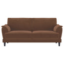 Selma Velvet Upholstered Crescent Arm Sofa Rust