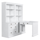 83.4"Tall Bookshelf &Writting Desk Suite,Modern Bookcase Suite with LED Lighting, Drawers,Study Desk and Open Shelves,2-Piece Set Storage Bookshelf for Living Room,Home Office,Study room,White