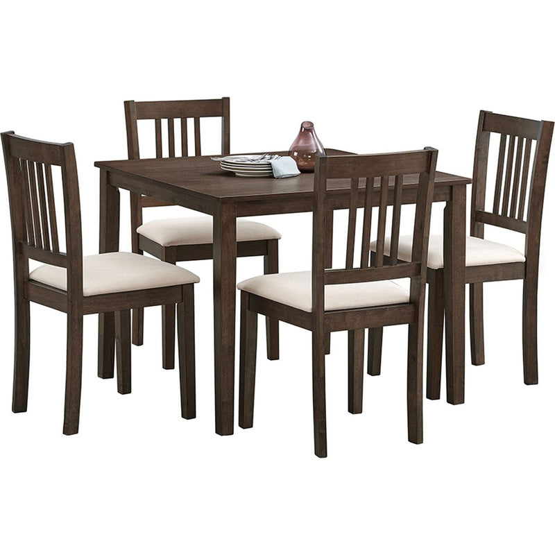 (1 Table with 4 Chairs)Wooden Dining Table Set, Mid Century Modern Square Wooden Kitchen Table and Upholstered Dining Chairs for Dining Room, Kitchen, Saving Space,Brown
