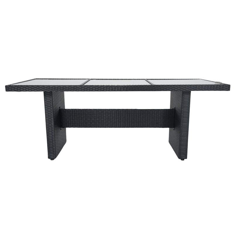 7 Piece Outdoor Patio Wicker Dining Set Patio With Adjustable Backrest Black Wicker + Dark Grey Cushion