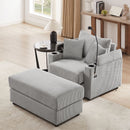Single Sofa Couch With Storage Space, Movable Ottoman, USB Ports, Cup Holders, Phone Holder by HouseOfZazla