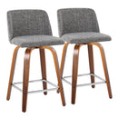 Toriano - Mid Century Modern Fixed Height Counter Stool With Swivel And Square Footrest (Set of 2) by HouseOfZazla