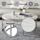 Zaidee Marble Top Nickel Coffee Table - White by HouseOfZazla