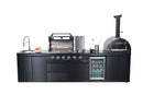 Black 125-Inch Double Stainless Steel Gas Outdoor Kitchen Barbecue Grill