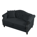 79" Chesterfield Sofa Black Velvet for Living Room, 3 Seater Sofa Tufted Couch with Rolled Arms and Nailhead for Living Room, Bedroom, Office, Apartment, 3S+2S