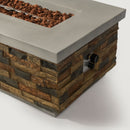 Propane Gas Fire Pit Table, 60000 Btu Rectangular For Outside Patio - Sandstone by HouseOfZazla
