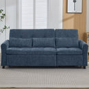 2-in-1 Sofa 82' Three-seater Sofa with Sofa Bed and Reversible Recliner, Blue Chenille