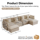 Oversized U Shape Sofa with 2 Ottomans in Light Coffee