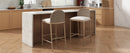 Farmhouse Barstools Set of 2, Upholstered Armless Iron Counter Stools
